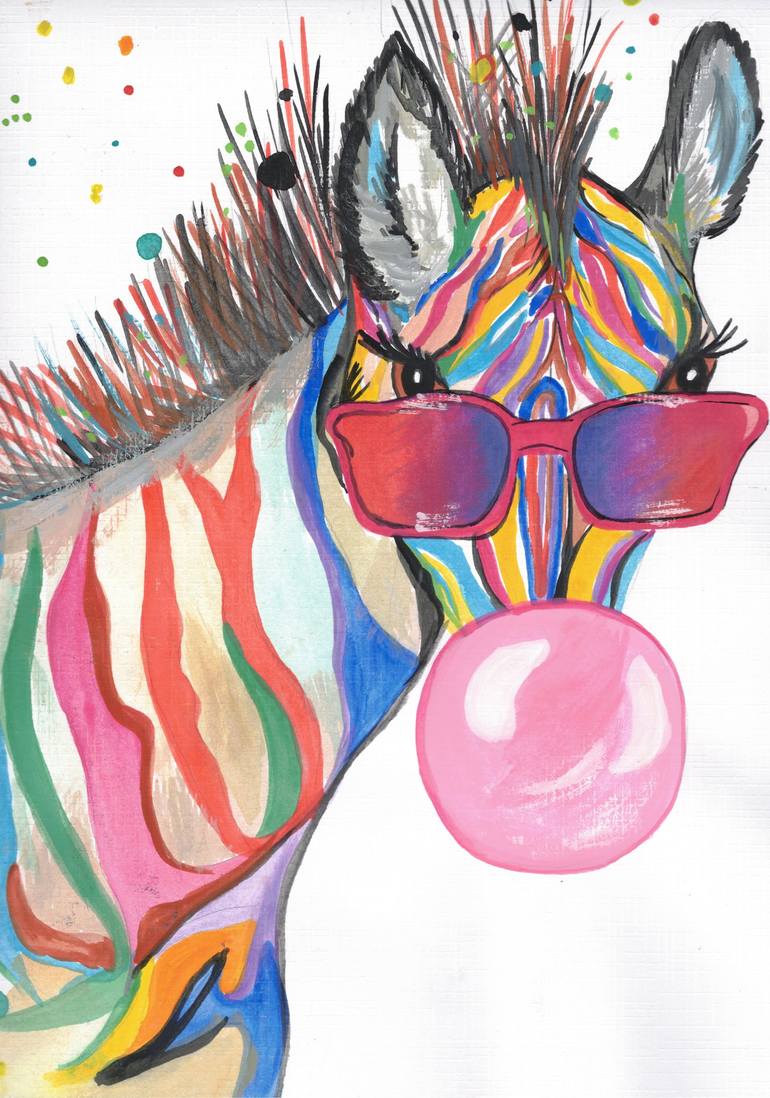 Rainbow zebra Painting by Kristina Goncharuk