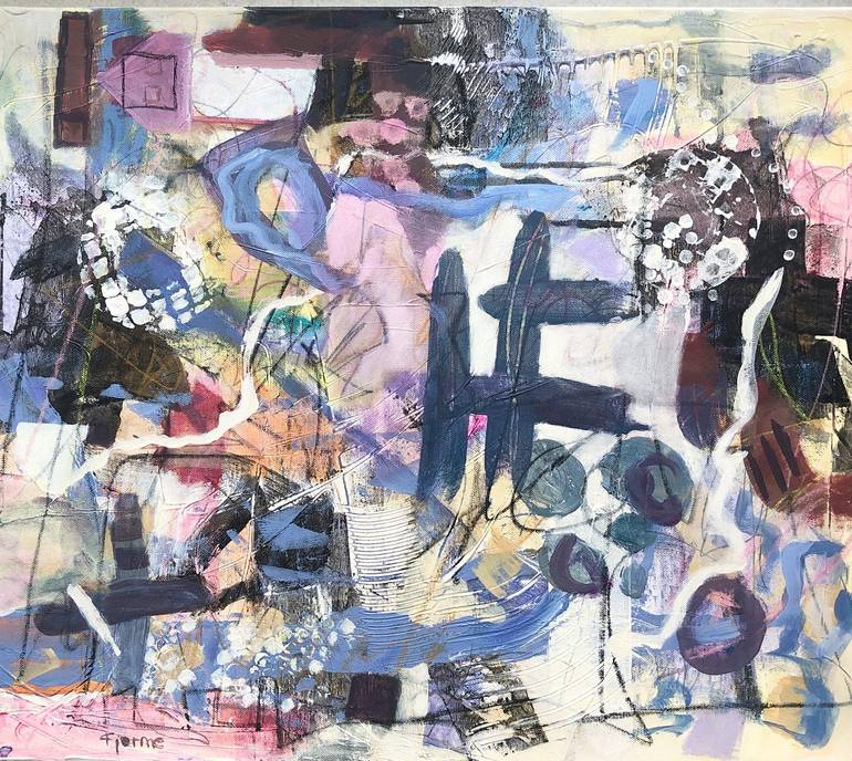 Original Abstract Expressionism Abstract Mixed Media by May Kristin Fjerme