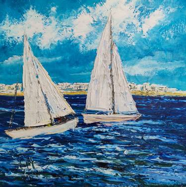 Print of Sailboat Paintings by MARIA SLYNKO