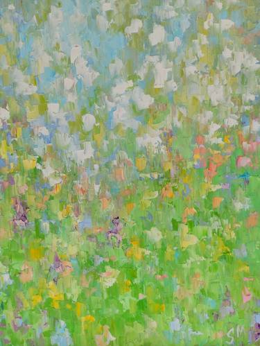 Sunny meadow. Floral Wall Art 50 cm by 40 cm thumb