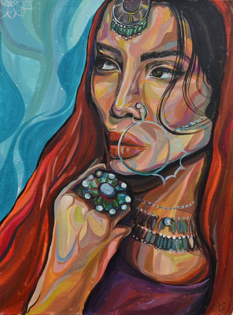 Original Abstract Women Painting by Dina Telesheva