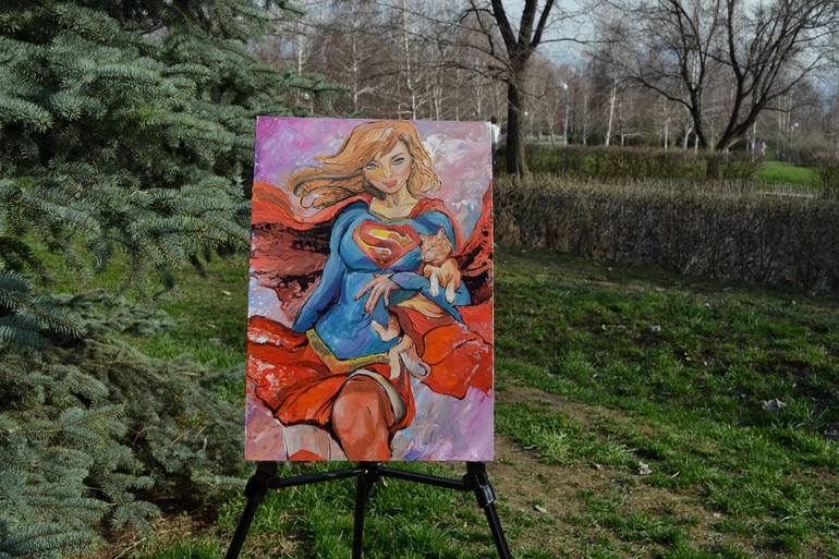 Original Pop Art Comics Painting by Dina Telesheva