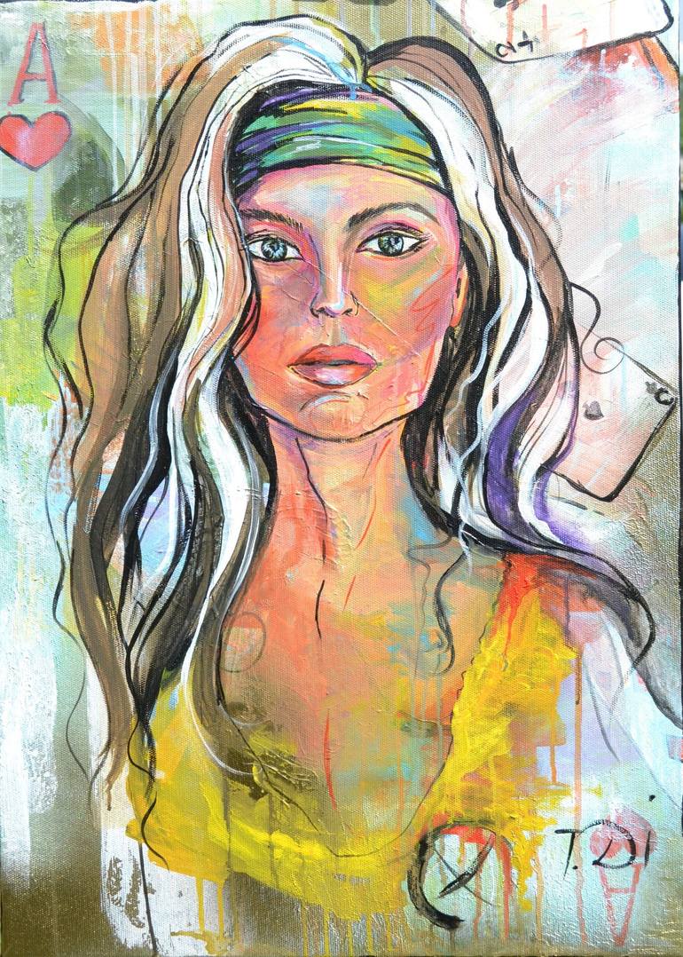 Original Abstract Women Painting by Dina Telesheva