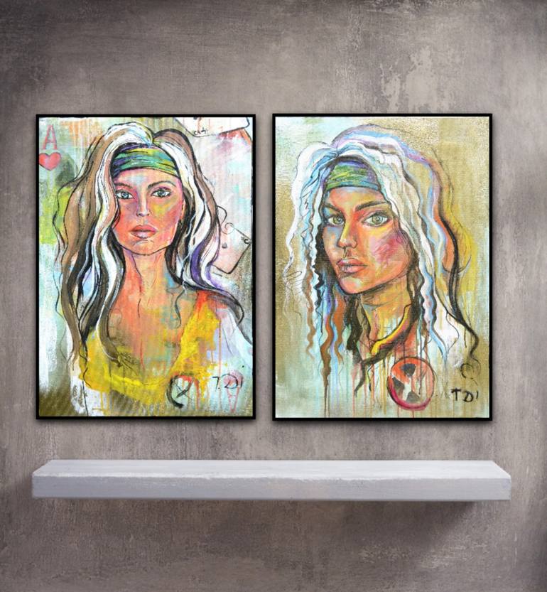 Original Abstract Women Painting by Dina Telesheva