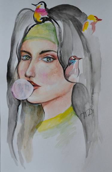 Original Illustration Women Paintings by Dina Telesheva