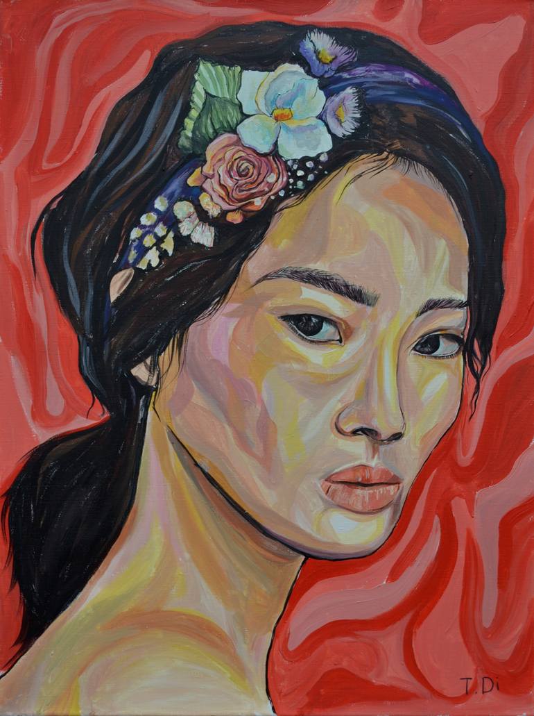 Original Modern Portrait Painting by Dina Telesheva