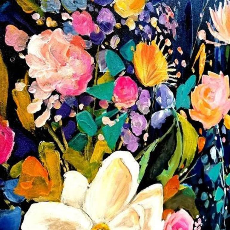 Original Figurative Floral Painting by Bagya Art Gallery