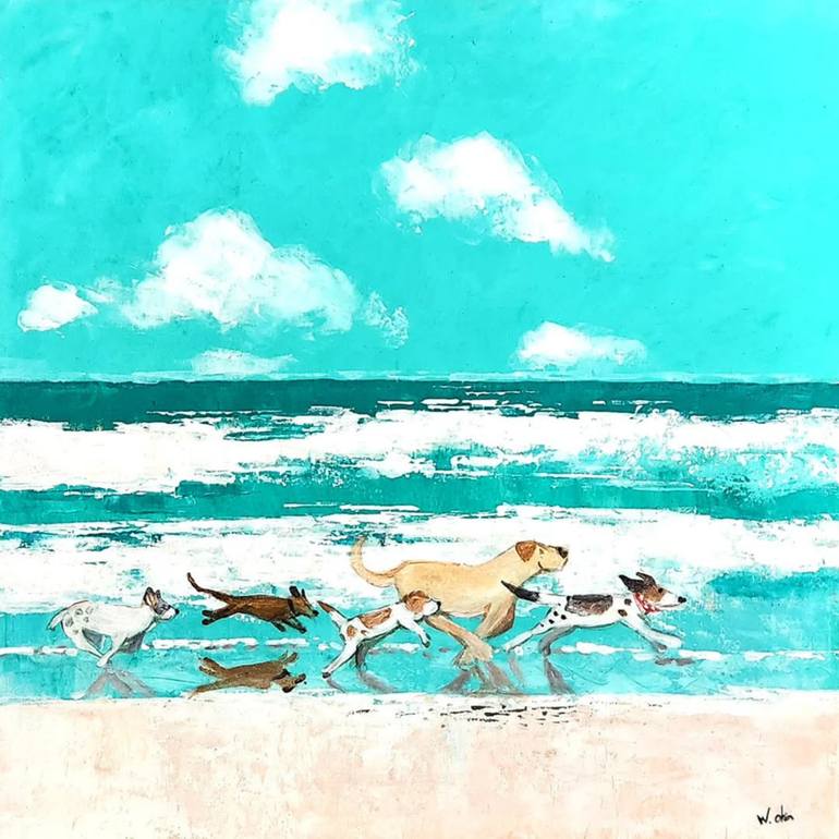 Running with the Waves Painting by Bagya Art Gallery | Saatchi Art