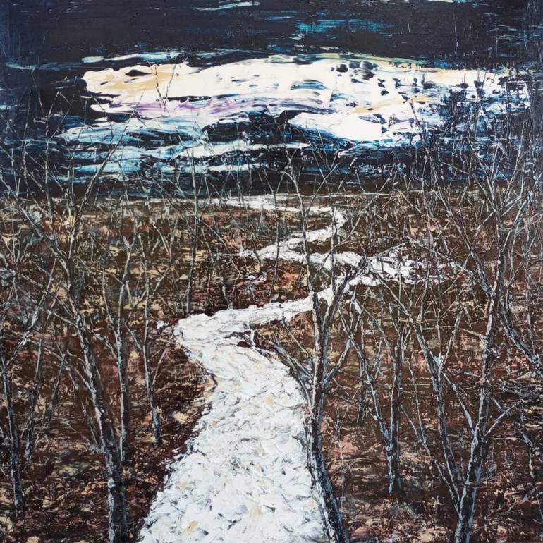 Original Landscape Painting by Bagya Art Gallery | Abstract Art on Canvas | The Long Way Home