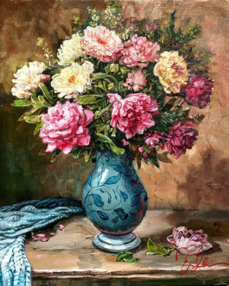 Flower Vase Painting by Bagya Art Gallery