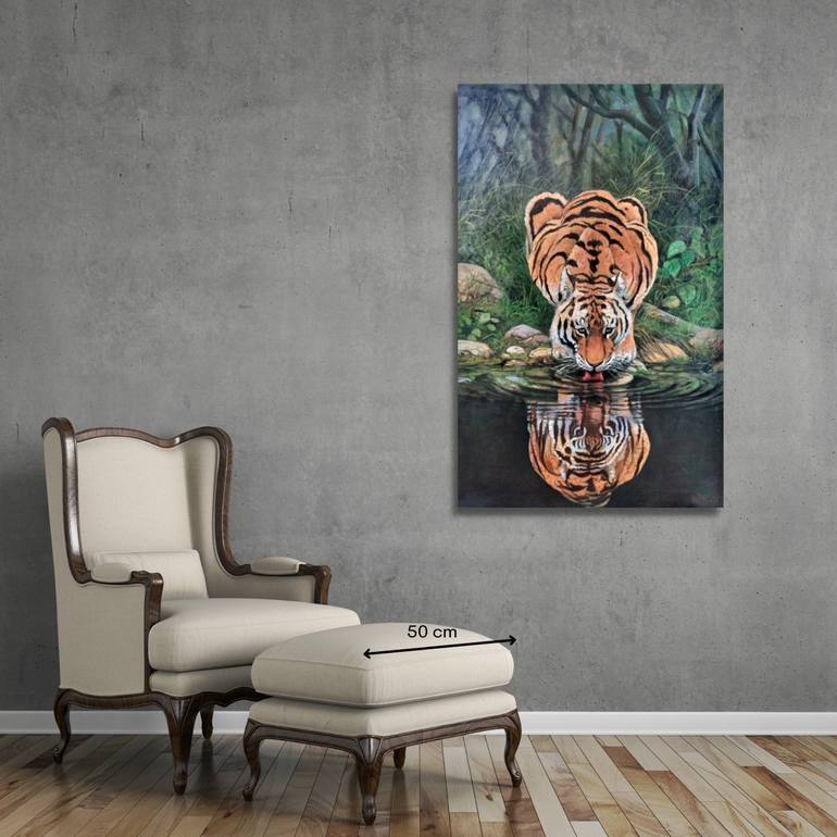 Thirsty Tiger Painting By Bagya Art Gallery 