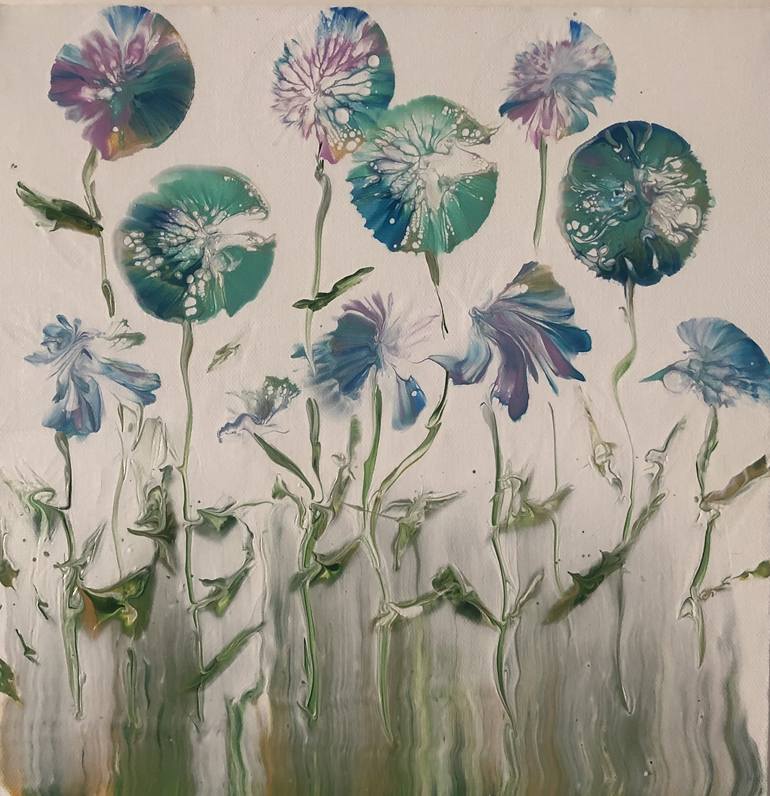 Dandelions in the field Painting by Elena Chukaeva | Saatchi Art
