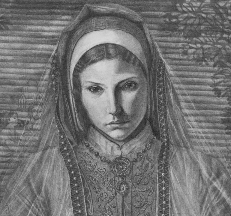 Original Realism Women Drawing by Judith Quiédeville