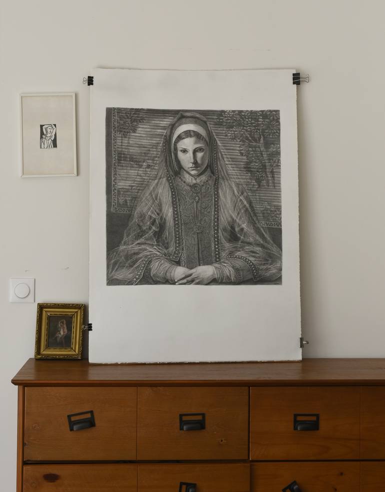Original Realism Women Drawing by Judith Quiédeville