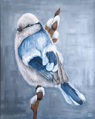 Blue and white bird thumb