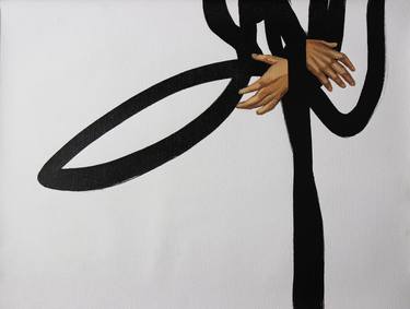 "LET ME GO"- BLACK LINE, OIL PAINTING,HOME DECOR,GIFT thumb