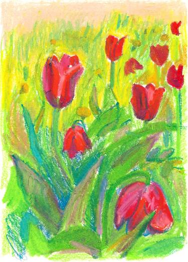 RED TULIP FLOWER BED SKETCH 2 thumb