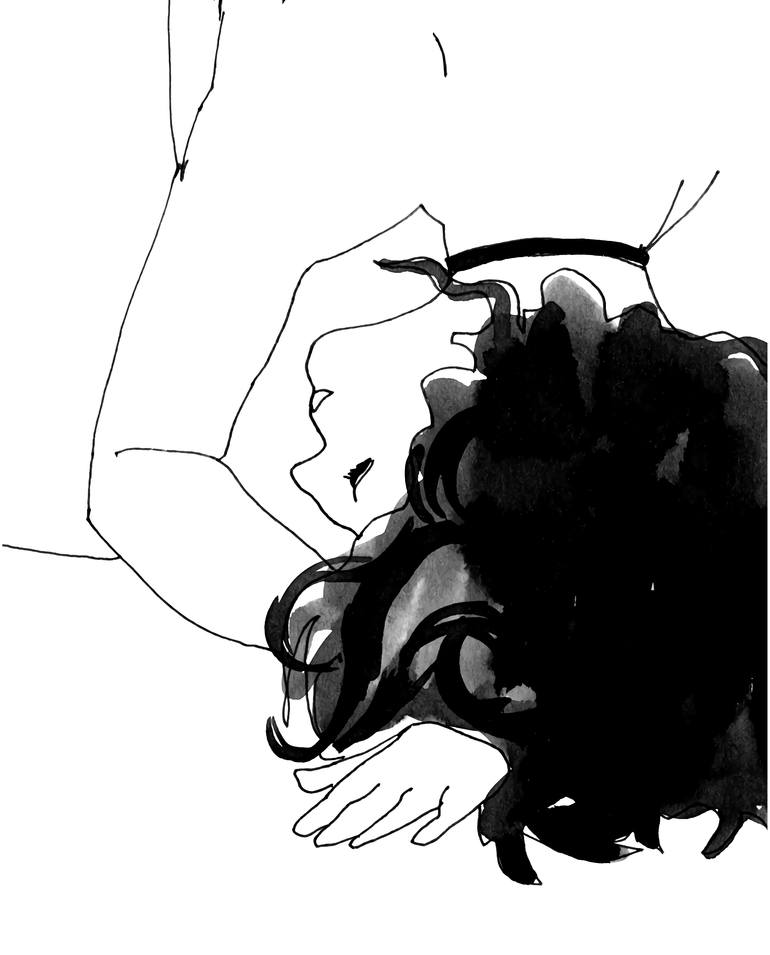 Original Figurative Nude Drawing by Masha Neverova