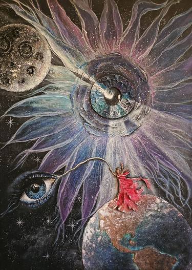 Original Outer Space Mixed Media by Tea Shubladze