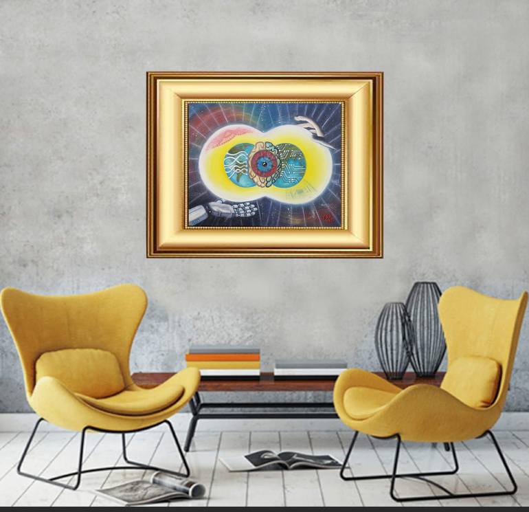 Original Abstract Science/Technology Painting by Tea Shubladze