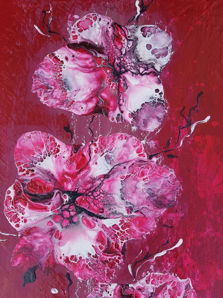 Original Abstract Floral Painting by Tea Shubladze