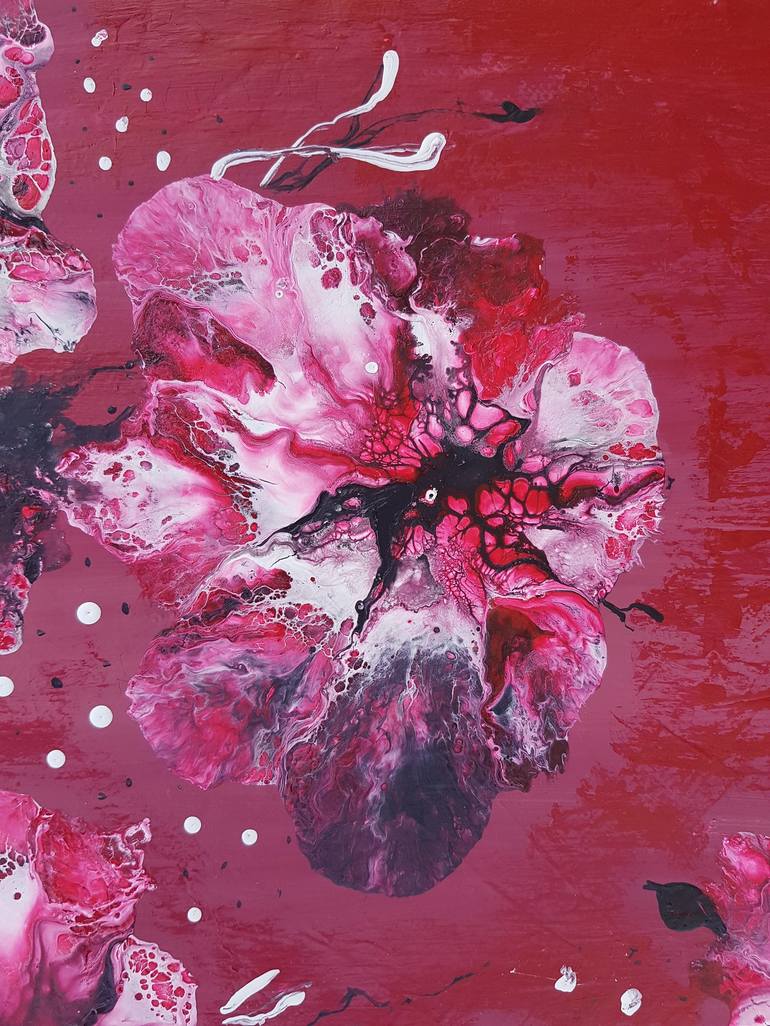 Original Abstract Floral Painting by Tea Shubladze