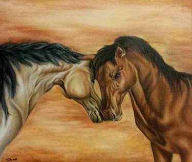 Print of Horse Paintings by Tea Shubladze