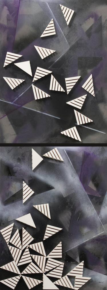 Original Black & White Geometric Sculpture by Charlene Rocci Stolo