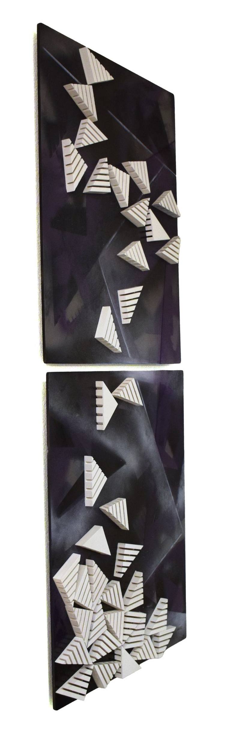 Original Black & White Geometric Sculpture by Charlene Rocci Stolo