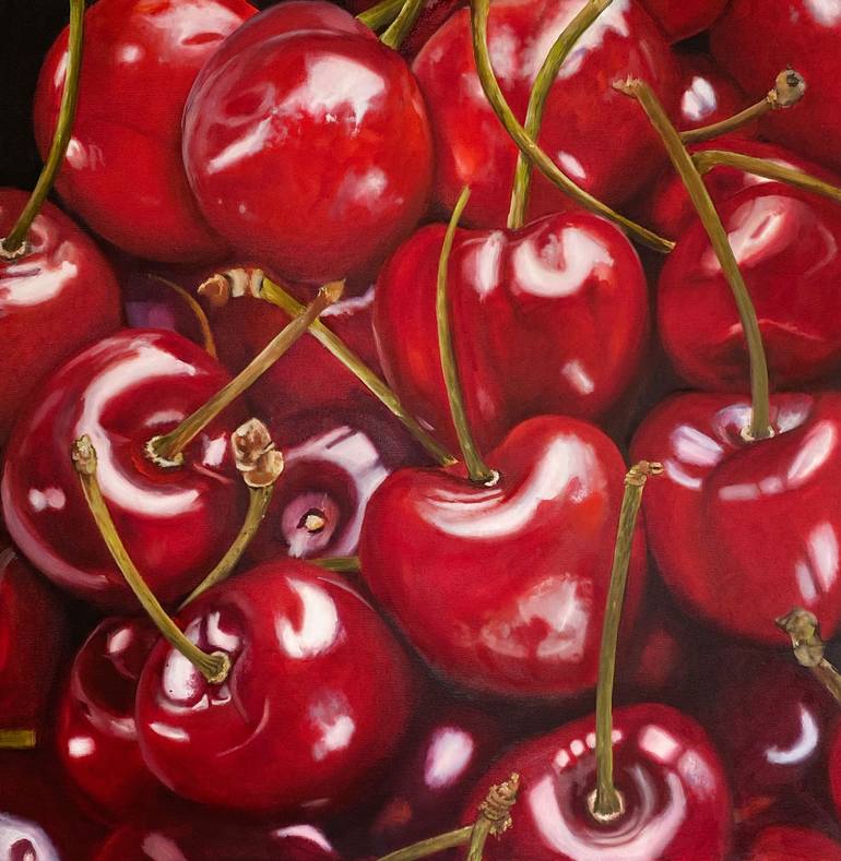 Cherries (no. 210501) Painting by Sabine Schramm | Saatchi Art