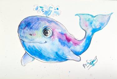 watercolor postcard whale thumb