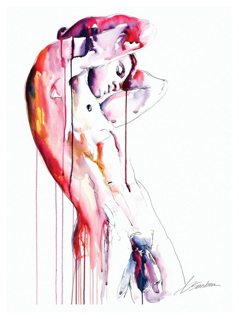 The Beauty of Masculinity - Watercolor and Ink Male Nude Art Painting by  Brenden Sanborn | Saatchi Art