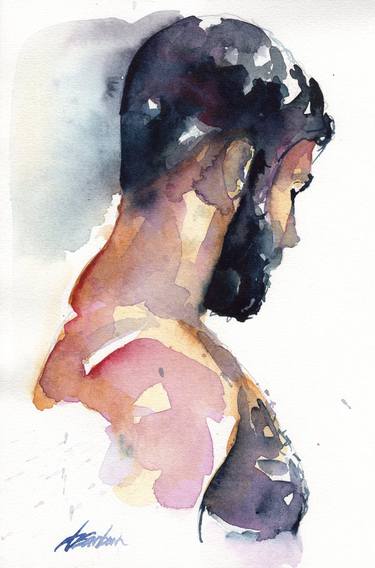 Distant Reverie - Black-Haired Male in Contemplation thumb