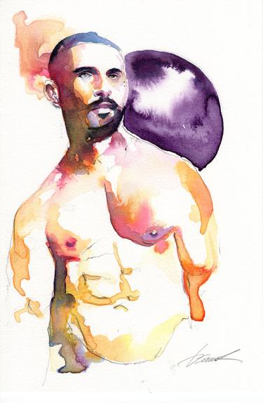 Emotive Gaze - Muscular Man and Purple Moon thumb