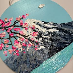 Cherry Blossom Serenity | Super Thick Textured on Wooden Board