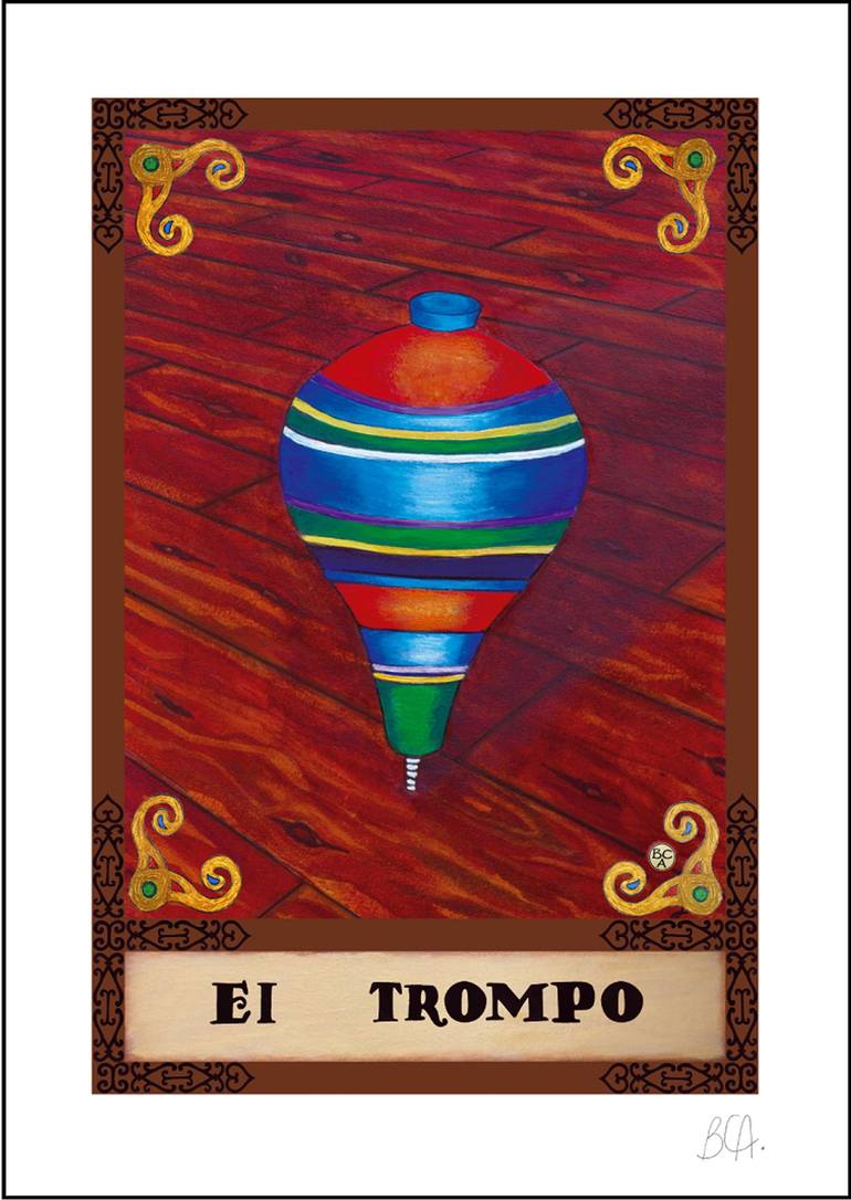 Loteria El Trompo Printmaking by BERTHA Cuellar Aguilar | Saatchi Art