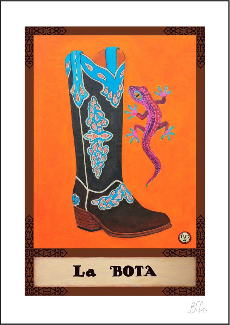 Loteria La Bota Printmaking by BERTHA Cuellar Aguilar | Saatchi Art