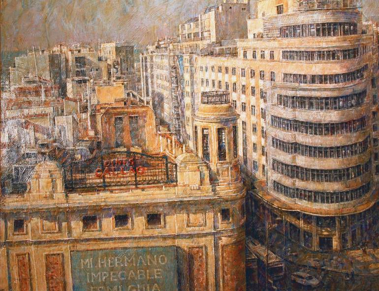 Original Figurative Cities Painting by Felix Gonzalez Mateos