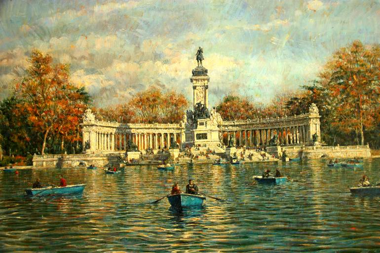 Original Figurative Cities Painting by Felix Gonzalez Mateos