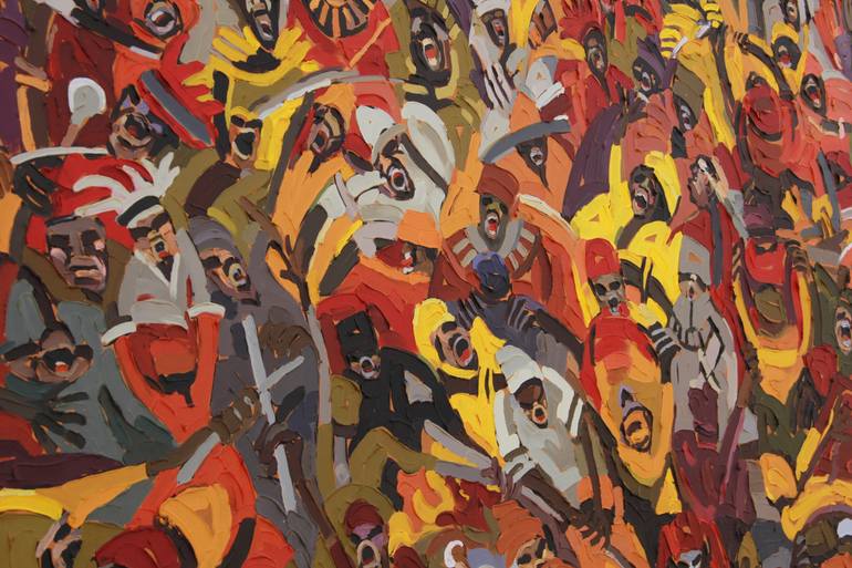 Original Abstract Expressionism Politics Painting by Theophilus Lantei Mills