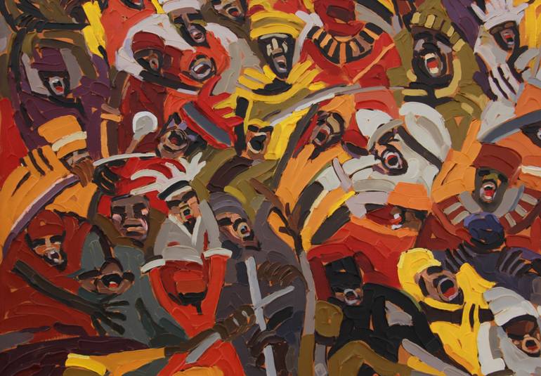 Original Abstract Expressionism Politics Painting by Theophilus Lantei Mills