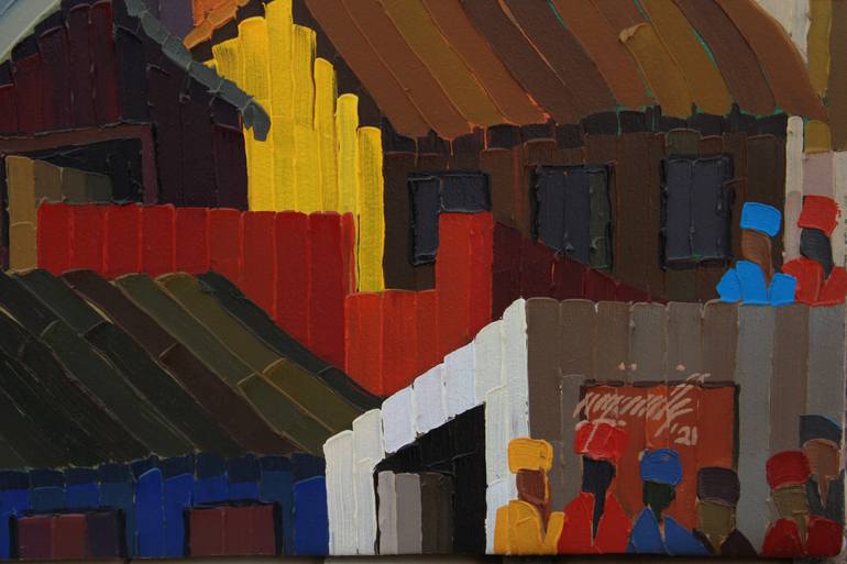 Original Abstract Expressionism Architecture Painting by Theophilus Lantei Mills