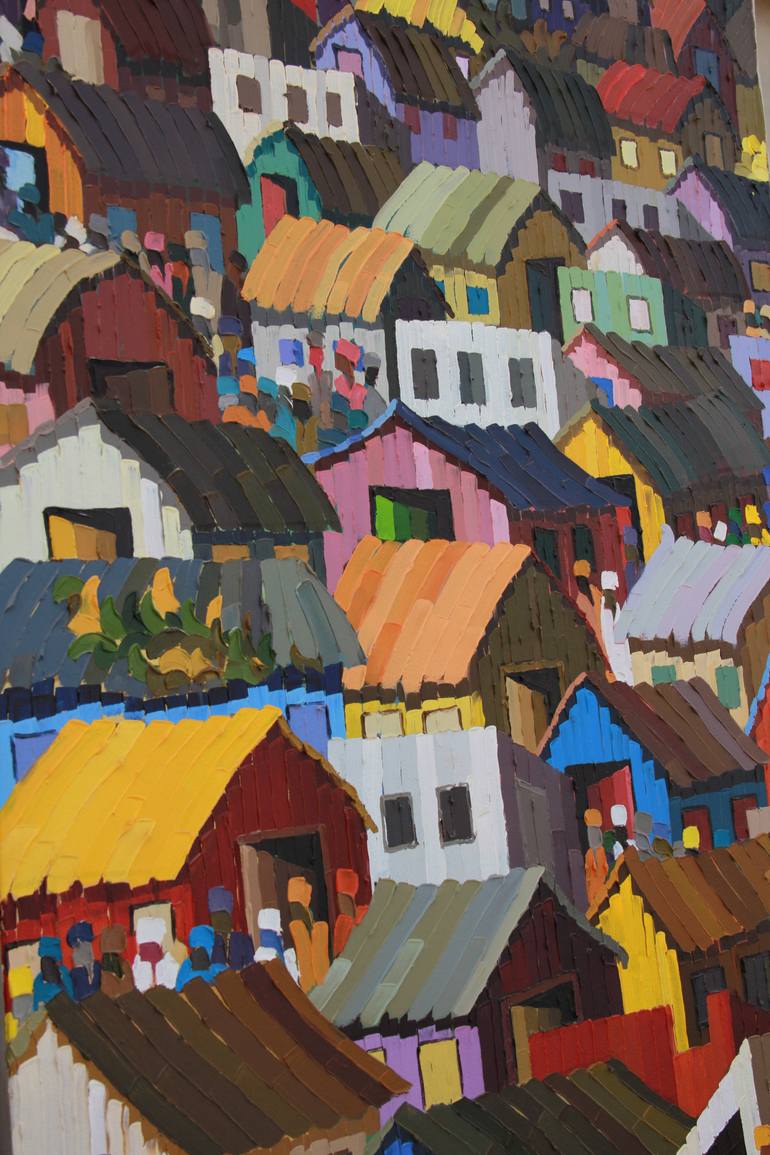 Original Abstract Expressionism Architecture Painting by Theophilus Lantei Mills