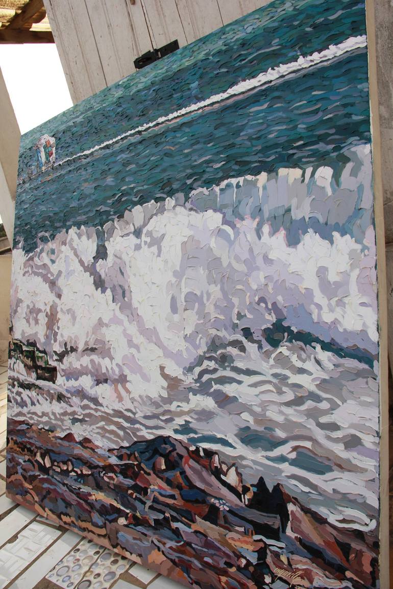 Original Fine Art Seascape Painting by Theophilus Lantei Mills