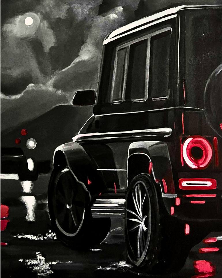 Original Art Deco Car Paintings by Alishba Sheikh