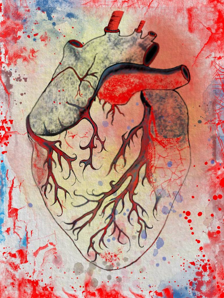 bloody broken heart drawings