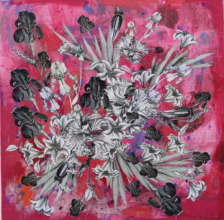 Original Abstract Expressionism Floral Drawing by Alexa Eunji Lee