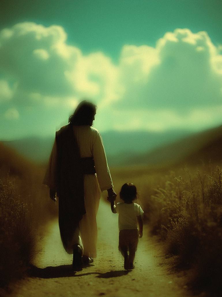 Original Religion Digital by Felipe Hueb | Pop Art Art on Paper | Path of Light - Embracing the Children