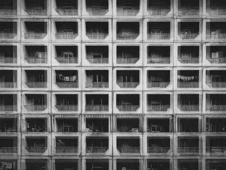 Original Cities Photography by Felipe Hueb | Art Deco Art on Paper | The neighborhood - Black and White Architecture Photography