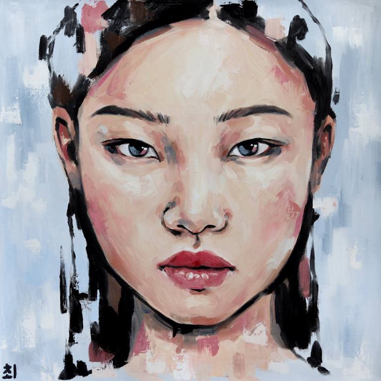 Asian woman portrait Painting by Marina Ogai | Saatchi Art